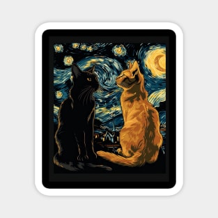 Cat Starry Night Inspiration Magnet