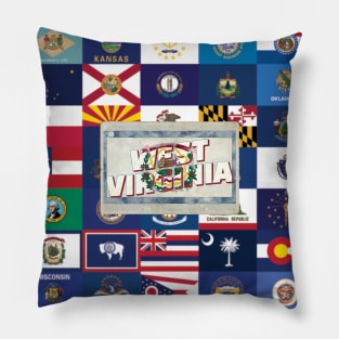 West Virginia vintage style retro souvenir Pillow