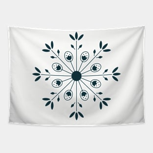 Nordic Inspired Folk Art Snowflake Wheel Tapestry