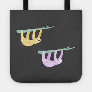 Purple and Yellow Hanging Sloths Tote