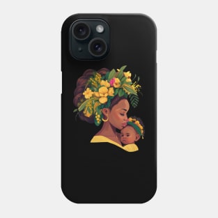 Afro Mom And Child With Flower Hair Mothers Day Phone Case