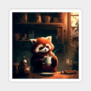 Red panda coffee break Magnet