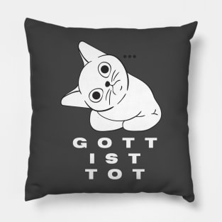 nihilistic white cat Pillow