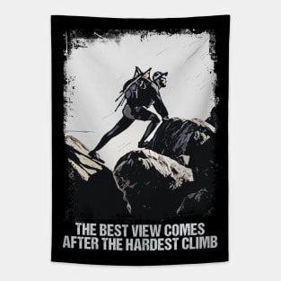 Rock Climbing Quote Vintage Grunge Mountain Summit Art Style Tapestry