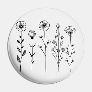 Nordic wildflowers one Line art Pin