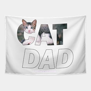 CAT DAD - grey and white tabby cat oil painting word art Tapestry