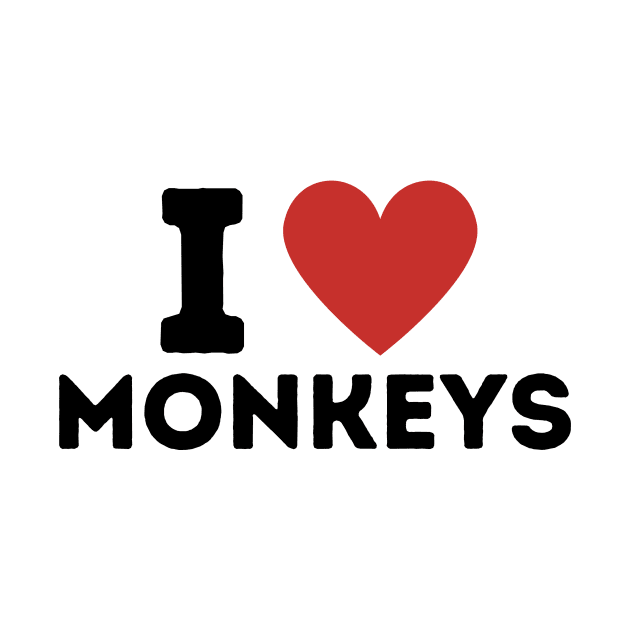 I Love Monkeys Simple Heart Design by Word Minimalism