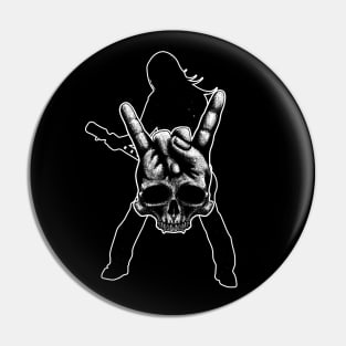 Rock Skull Guitarist Pin