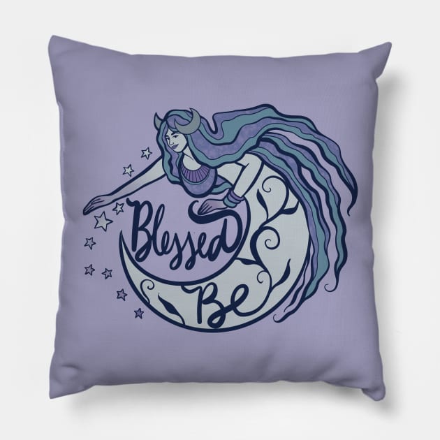 Blessed Be Moon Goddess Pillow by bubbsnugg