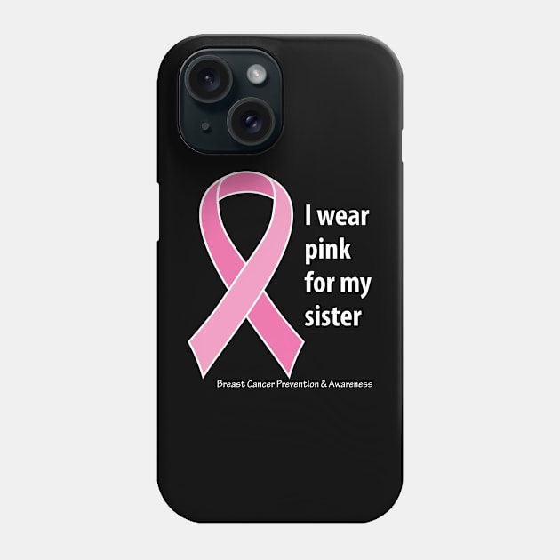 Breast cancer ribbon for sister, white type Phone Case by Just Winging It Designs