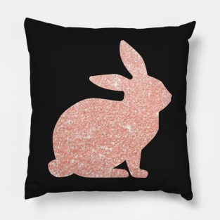 Rose Gold Faux Glitter Easter Bunny Pillow