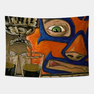 Luchador Espresso Gold Tapestry