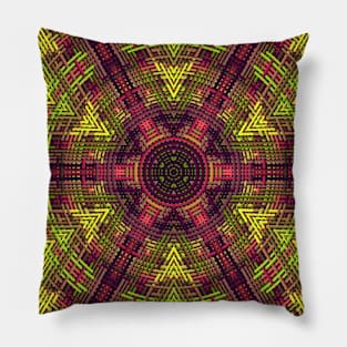 Weave Mandala Yellow Purple and Pink Pillow