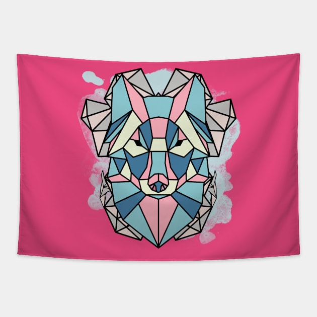 Lobo geométrico Tapestry by magenta-dream