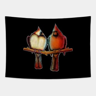 Red Cardinal birds male female Tapestry