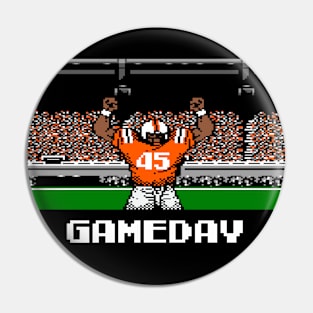 Orange and Black Football Gameday Retro 8 Bit Linebacker Pin