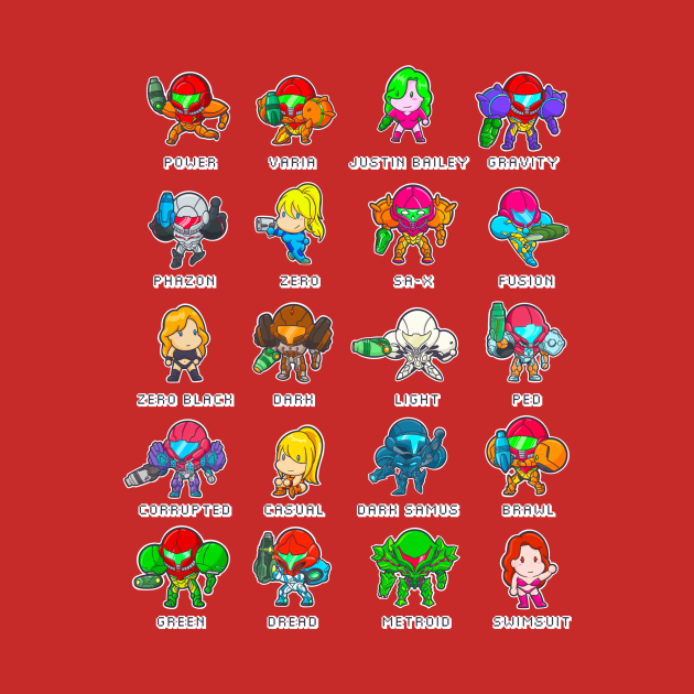 The Many Suits of Samus by DrawingsFromHell