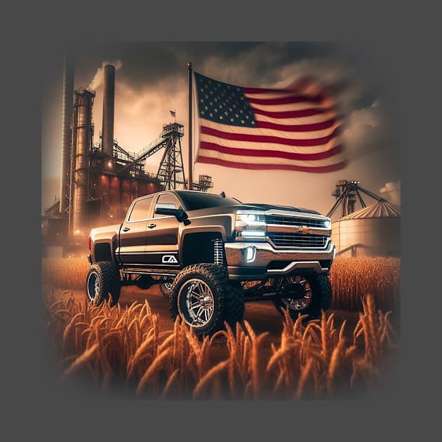 Chevrolet Silverado and The American Flag by Gas Autos by GasAut0s