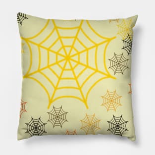 yellow black spider web halloween pattern background Pillow