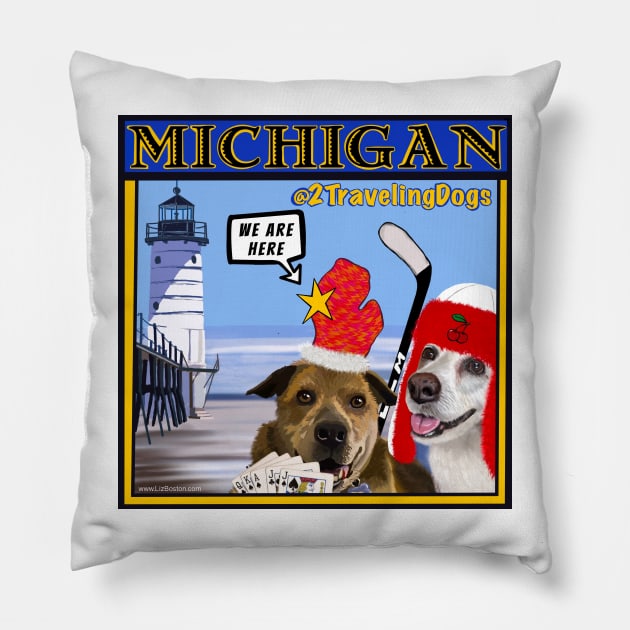 2 Traveling Dogs - Michigan Pillow by 2 Traveling Dogs