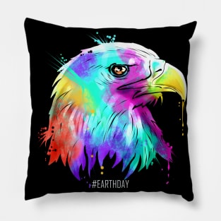 Colorful American Bird Bald Eagle Head For Earth Day Pillow