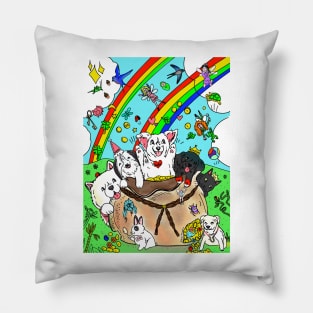 Bag of Pets at the end of the Rainbow Pillow