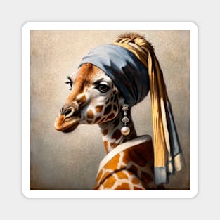 Wildlife Conservation - Pearl Earring Giraffee Meme Magnet