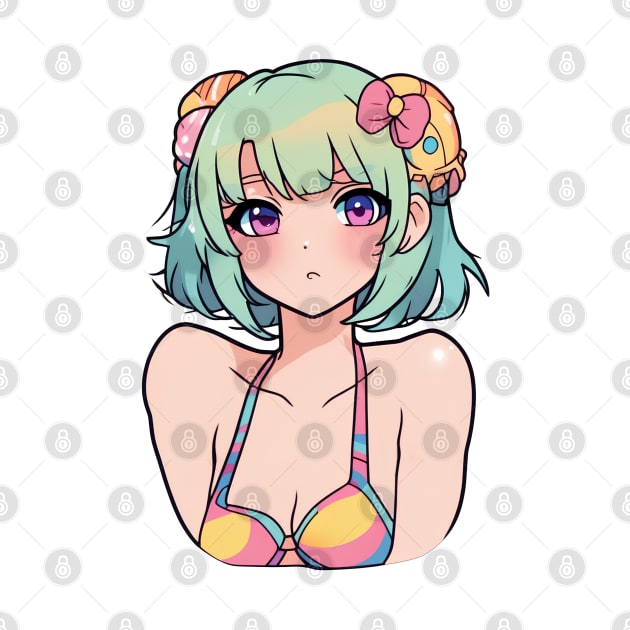 Cute anime girl in bikini by InkPulse