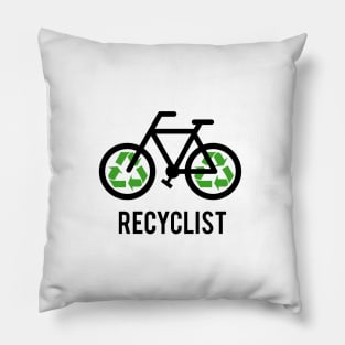 Recycylist, bicycle with recycling sign, t-shirt, cyclist shirt Pillow