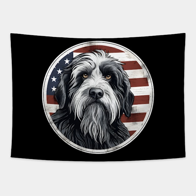 Patriotic Bearded Collie Tapestry by NatashaCuteShop