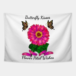 Butterfly Kisses Flower Petal Wishes Pink Gerbera Daisy Tapestry