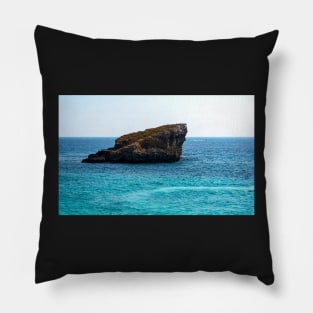 Rock in cyan water of Mediterranean sea Pillow