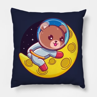 brown bear astronaut sleeping on the moon Pillow