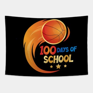 100 Days Of School Basketball 100th Day Balls Tapestry