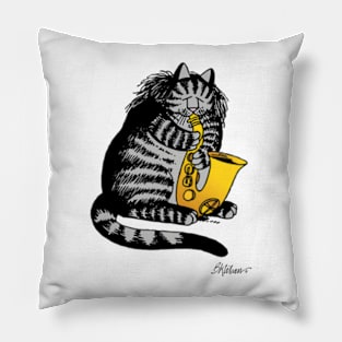 B kliban cat- cat plays saxophone Pillow