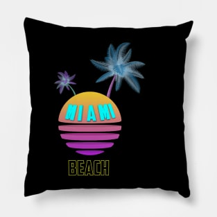 neon Miami beach Pillow