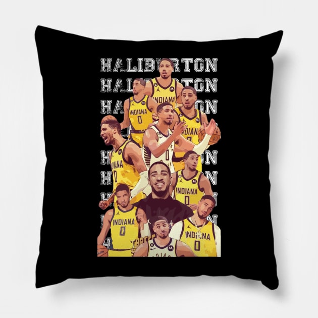 Tyrese Haliburton Indiana Pacers Pillow by Playful Creatives