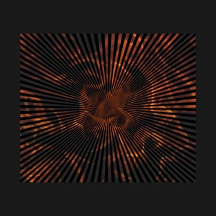 symmetrical vague art structure in vibrant orange and black tones. T-Shirt