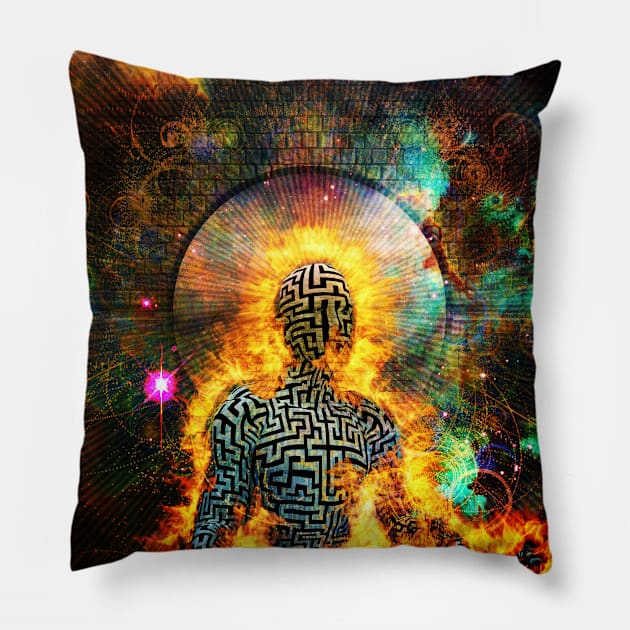 Flaming meditation Pillow by rolffimages