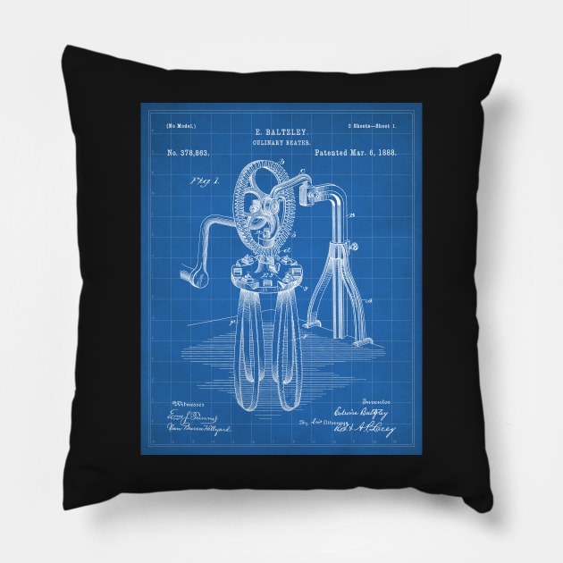 Egg Beater Patent - Baker Cook Chef Kitchen Decor Art - Blueprint Pillow by patentpress