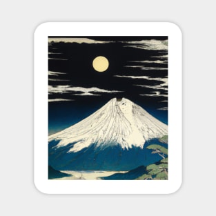 Ukiyo-E Mount Fuji Full Moon Magnet