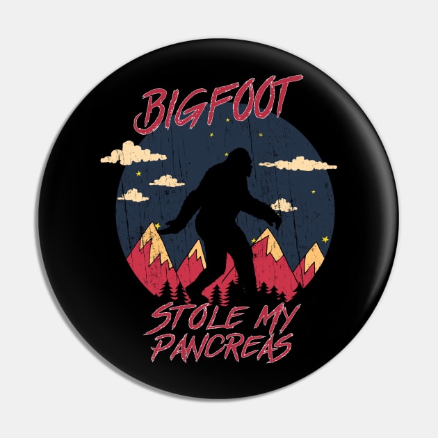 Bigfoot stole my pancreas Pin by Theretrotee