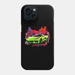 C8 Corvette Sports car supercar race car green for boys men Phone Case