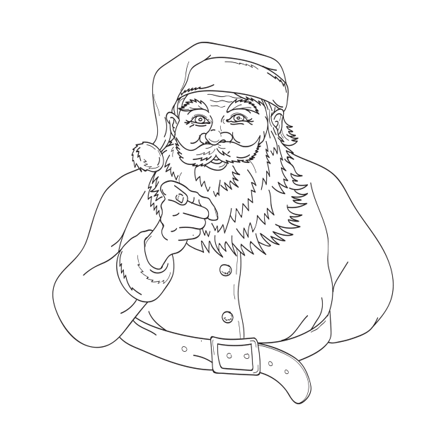 Santa Claus Saint Nicholas or Father Christmas Pointing Index Finger Saying I Want You Line Art Drawing by patrimonio