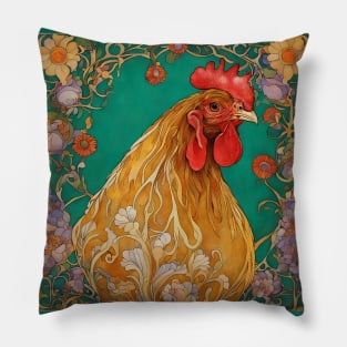 Chicken Lover Hen And Flowers Pillow