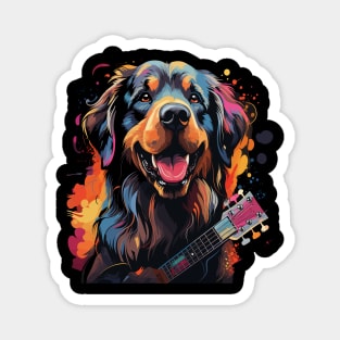 Tibetan Mastiff Playing Guitar Magnet