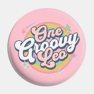 One Groovy Leo Cute Retro Design in Pastel Colors Pin