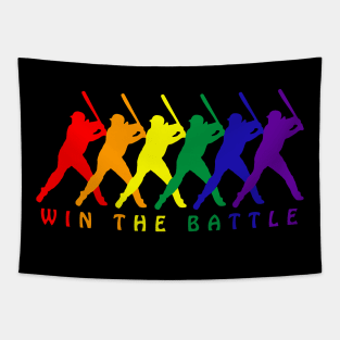 Win the Battle Fastpitch Softball Pride LGBTQ Equality Tapestry