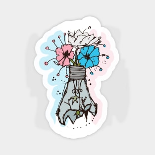 Light bulb with transgender flowers sketch Magnet