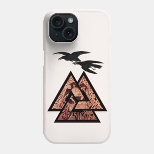 VALKNUT VIKING SYMBOL,ODIN HORSEBACK AND TWO RAVENS FLYING Phone Case